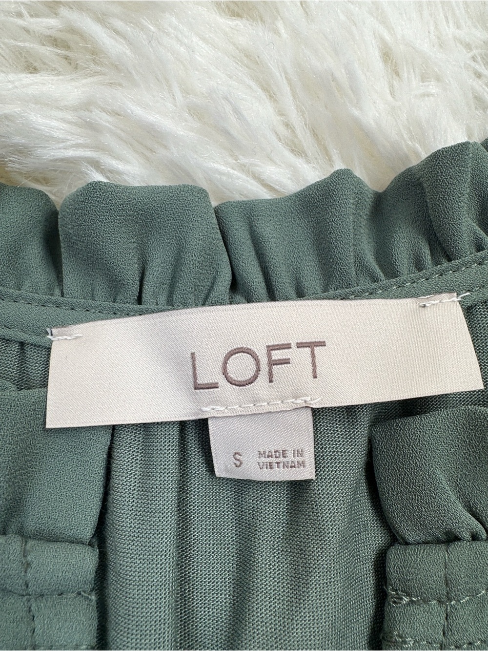 LOFT Mint Green Crochet Yoke Ruffle Collar Blouse - Picture 3 of 3